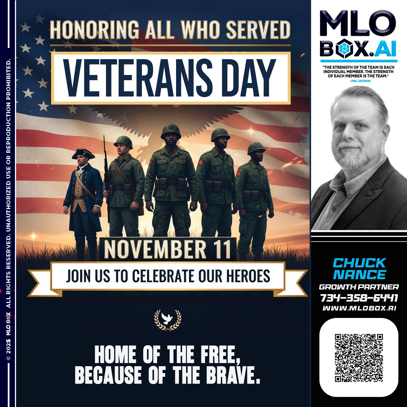 VETERANS DAY - Chuck Nance -Growth Partner | Mortgage Loan Officer