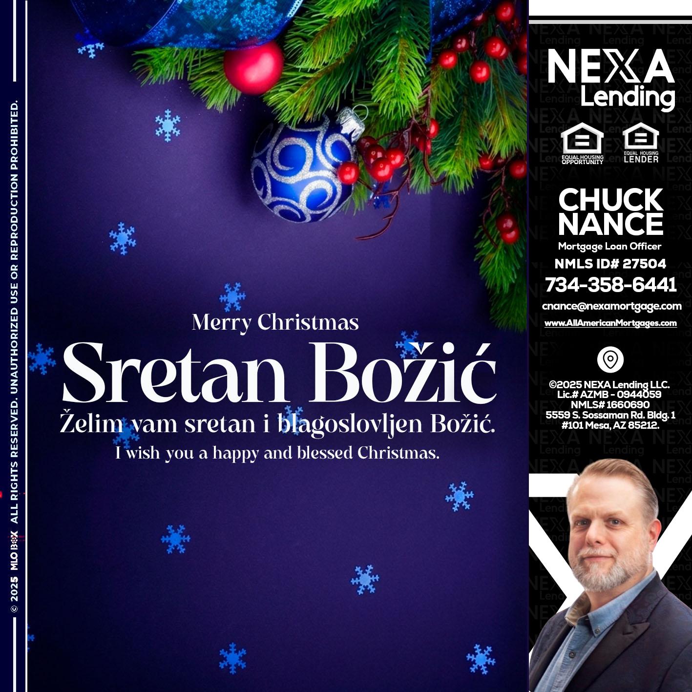 Sretan Božić - Chuck Nance -Growth Partner | Mortgage Loan Officer
