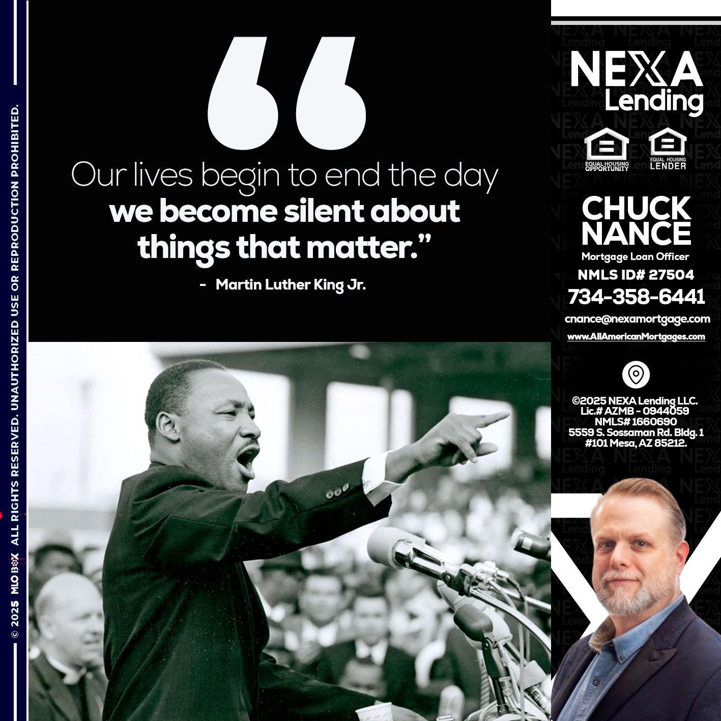 our lives MLK DAY - Chuck Nance -Growth Partner | Mortgage Loan Officer