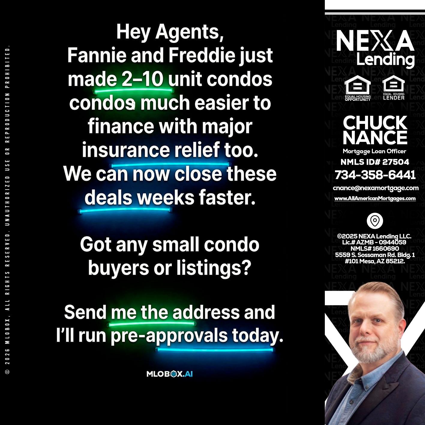 HEY AGENTS - Chuck Nance -Growth Partner | Mortgage Loan Officer