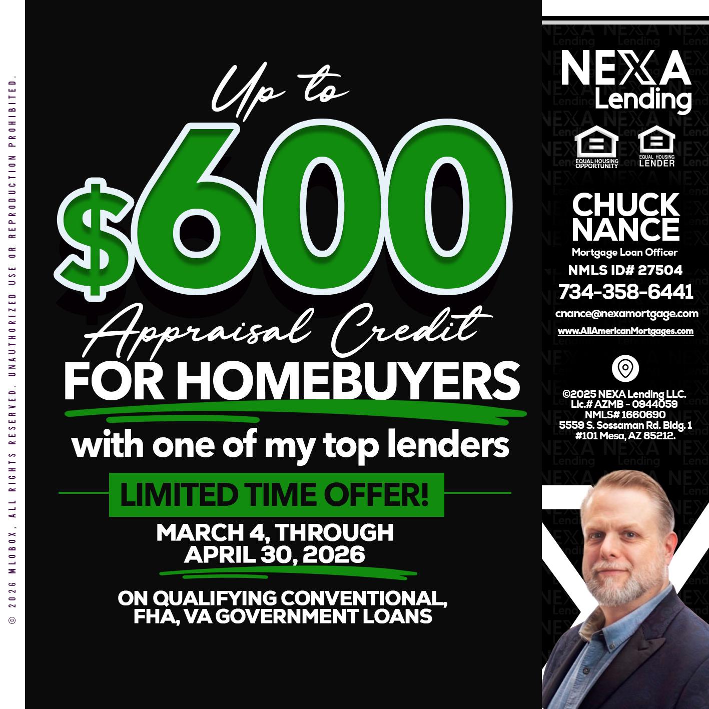 up to $600 - Chuck Nance -Growth Partner | Mortgage Loan Officer