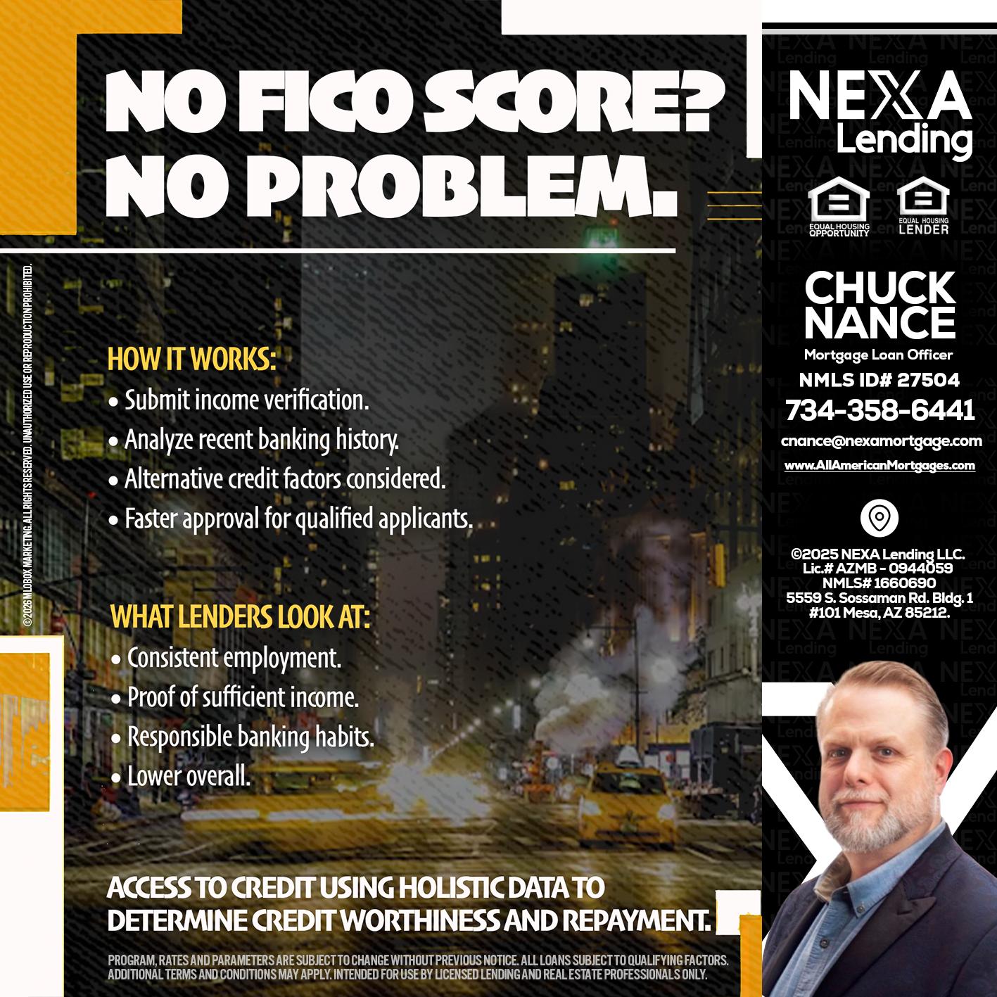 NO FICO SCORE? - Chuck Nance -Growth Partner | Mortgage Loan Officer