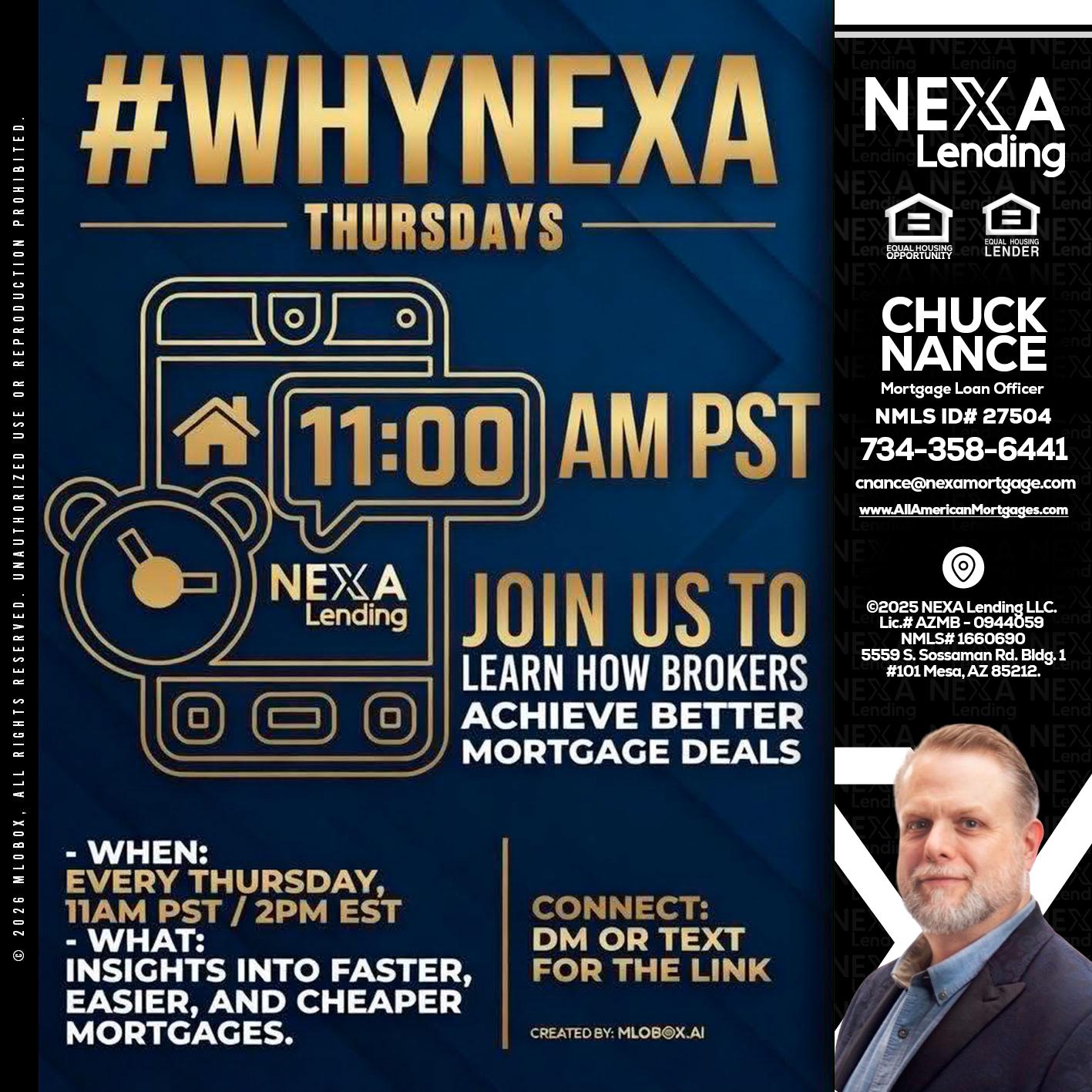 WHY NEXA THURDAYS - Chuck Nance -Growth Partner | Mortgage Loan Officer