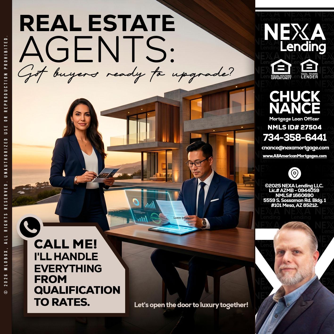 REAL ESTATE AGENTS - Chuck Nance -Growth Partner | Mortgage Loan Officer