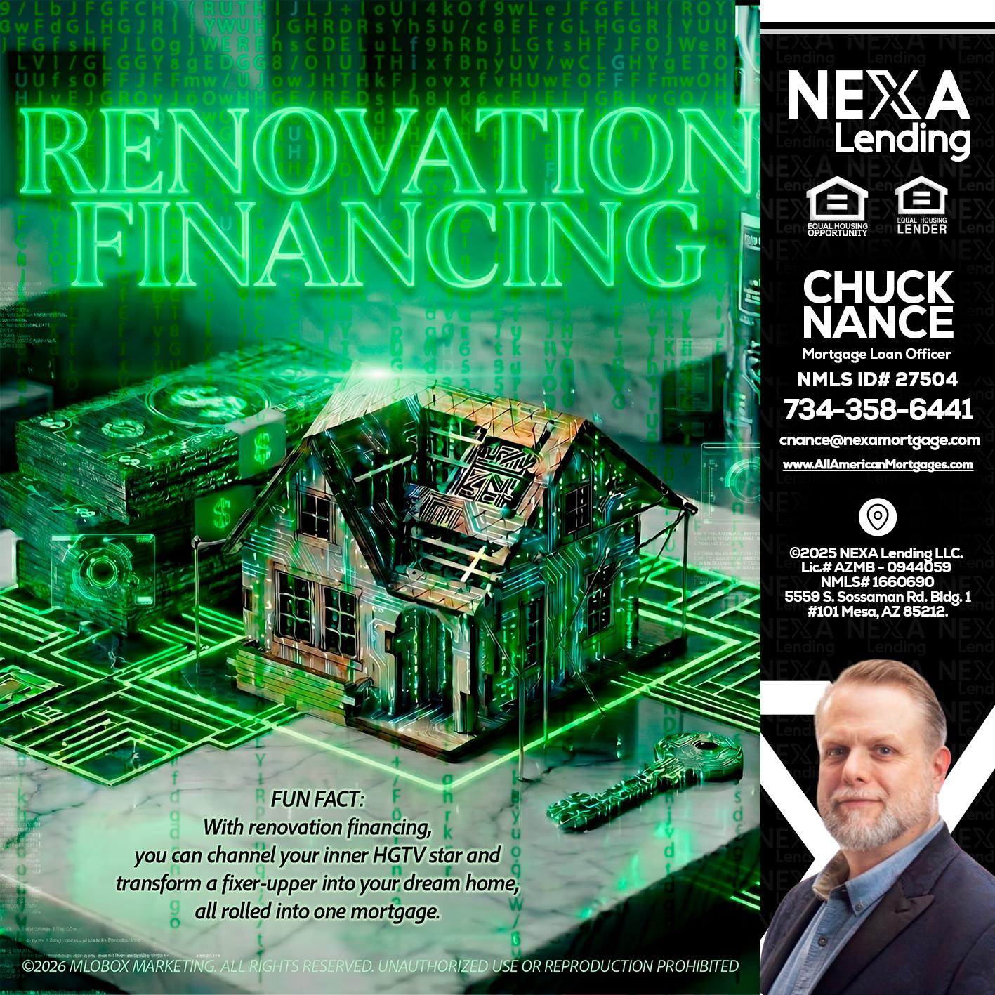 RENOVATION FINANCING - Chuck Nance -Growth Partner | Mortgage Loan Officer