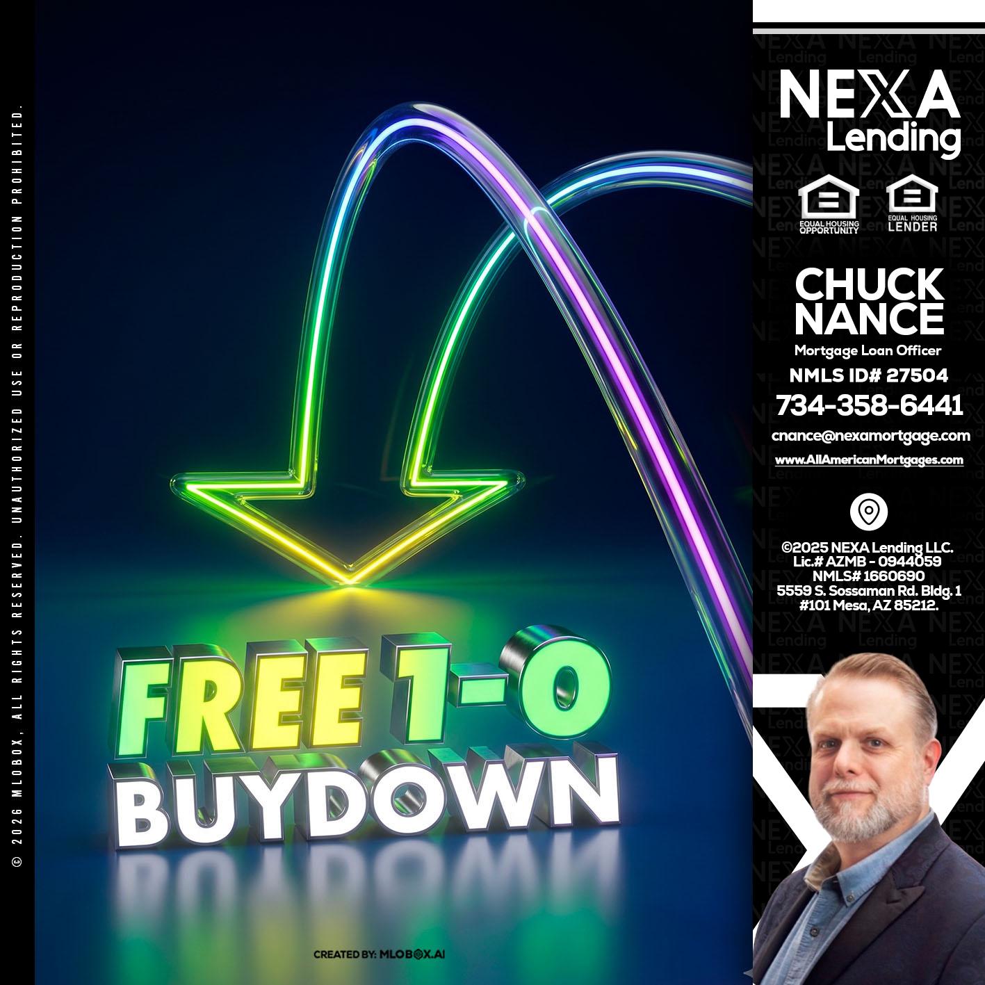FREE 1-0 BUYDOWN - Chuck Nance -Growth Partner | Mortgage Loan Officer